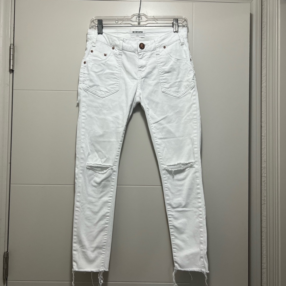 One Teaspoon Freebirds II White Ripped Skinny Jeans